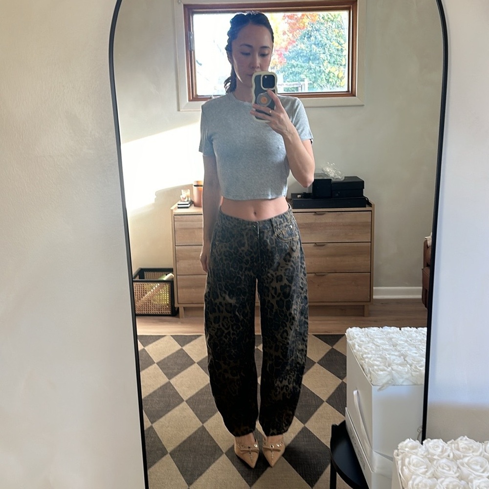 Leopard barrel pants
